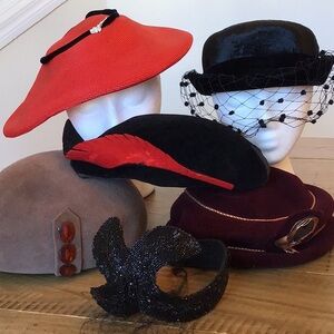 Vintage fascinator hats -lot of 6